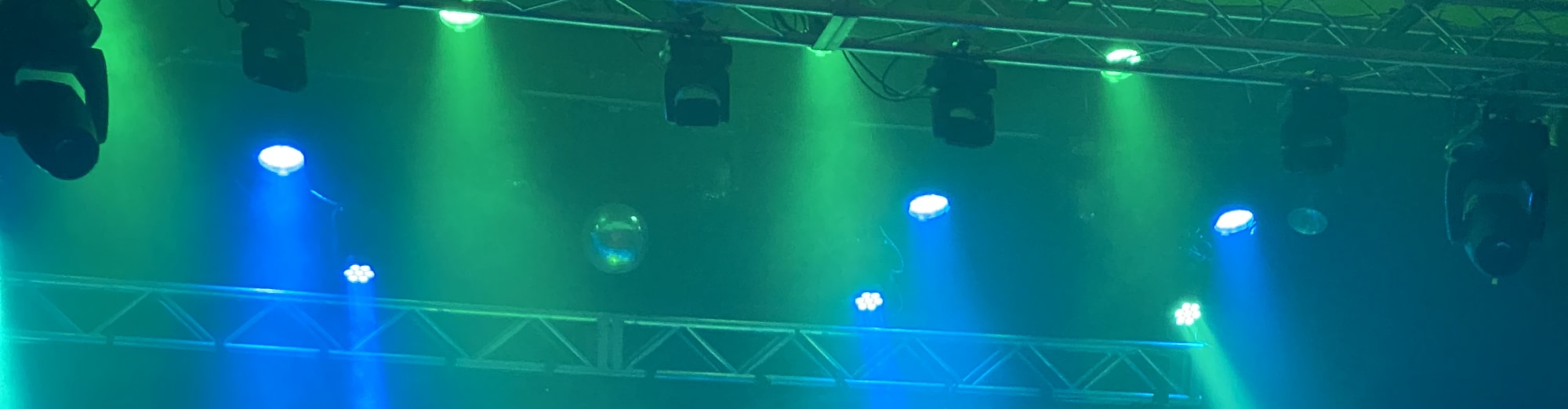 blue and green theater stage lights Little Rock